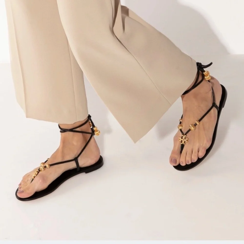 NWOB Tory Burch Capri Lace‑Up Sandals – Perfect Black – Size 8 – With Dust Bag - Picture 5 of 13